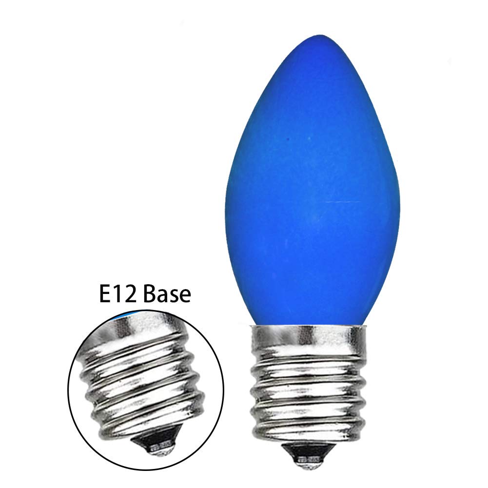 Goothy 25 Pack C7 Blue Christmas Replacement Light Bulbs, C7 Blue Incandescent Light Bulbs For Christmas Outdoor Patio Indoor St