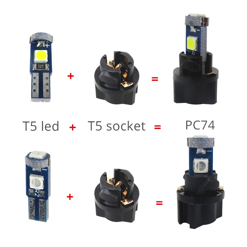 Wljh 74 Led Bulb Dash Lights Super Bright T5 2721 37 86 286 Wedge Pc74 Twist Socket Automotive Instrument Panel Gauge Light Kits