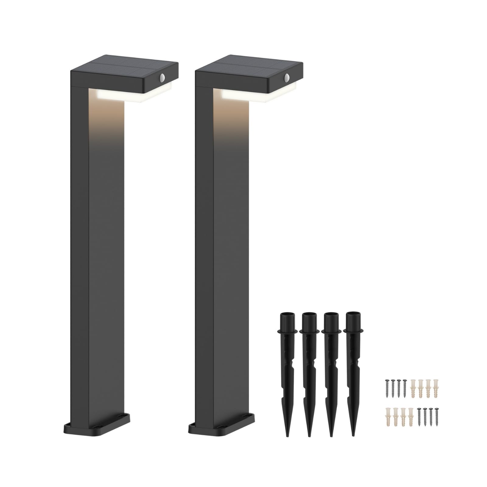 VerLuce - Square Solar Wall Lights - Solar Powered Wall Lamps - LED Lights - PIR Sensor & Two Lighting Modes - Rechargeable Batt