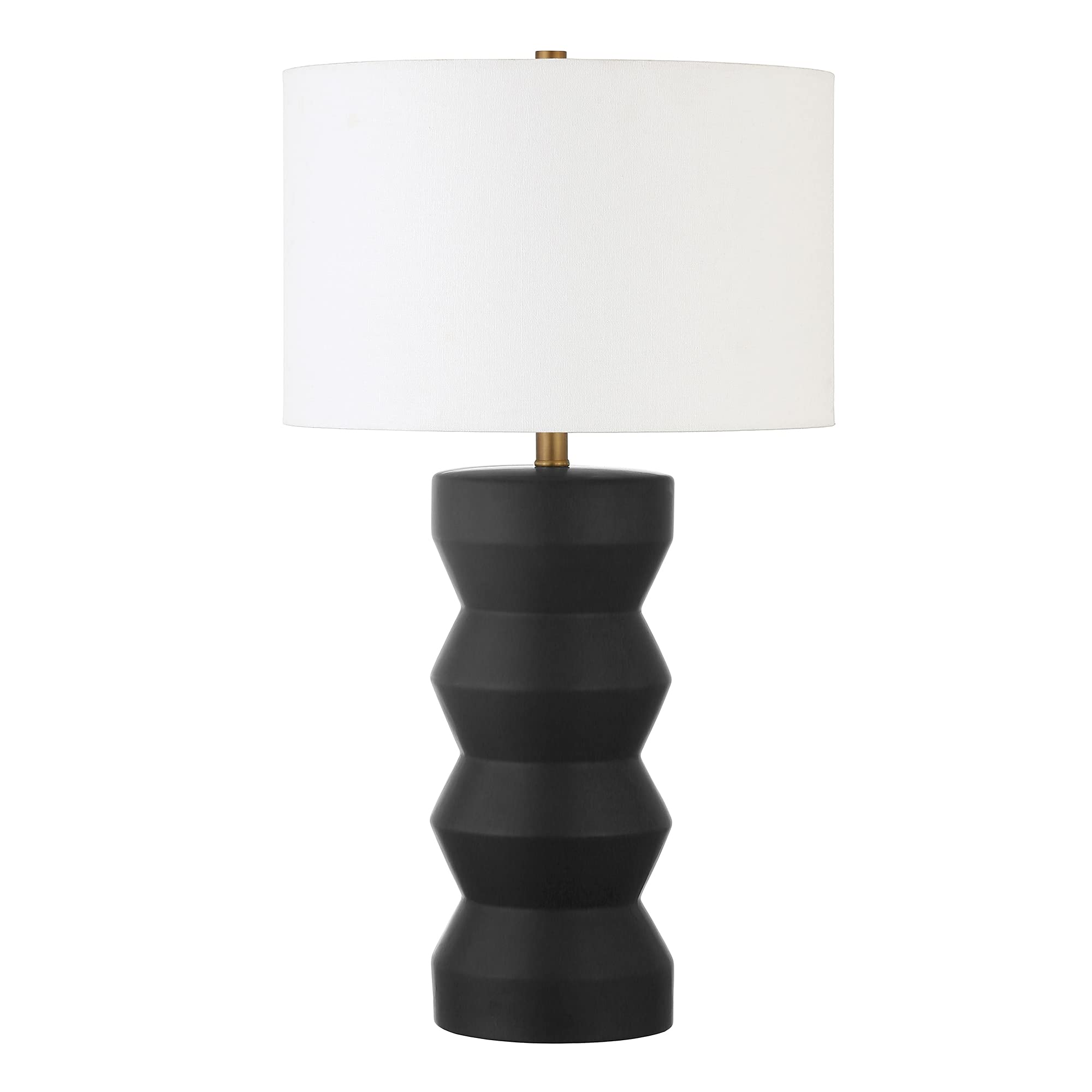 Carlin 28 Tall Ceramic Table Lamp with Fabric Shade in Matte Black/White