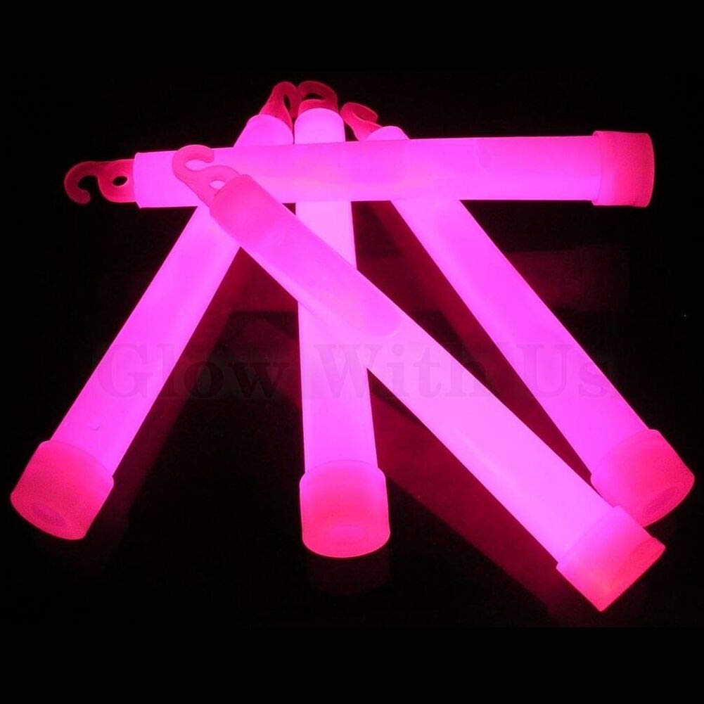 Glow Sticks Bulk Wholesale, 100 6    Industrial Grade Pink Light Sticks. Bright Color, Glow 12-14 Hrs, Safety Glow Stick With 3-
