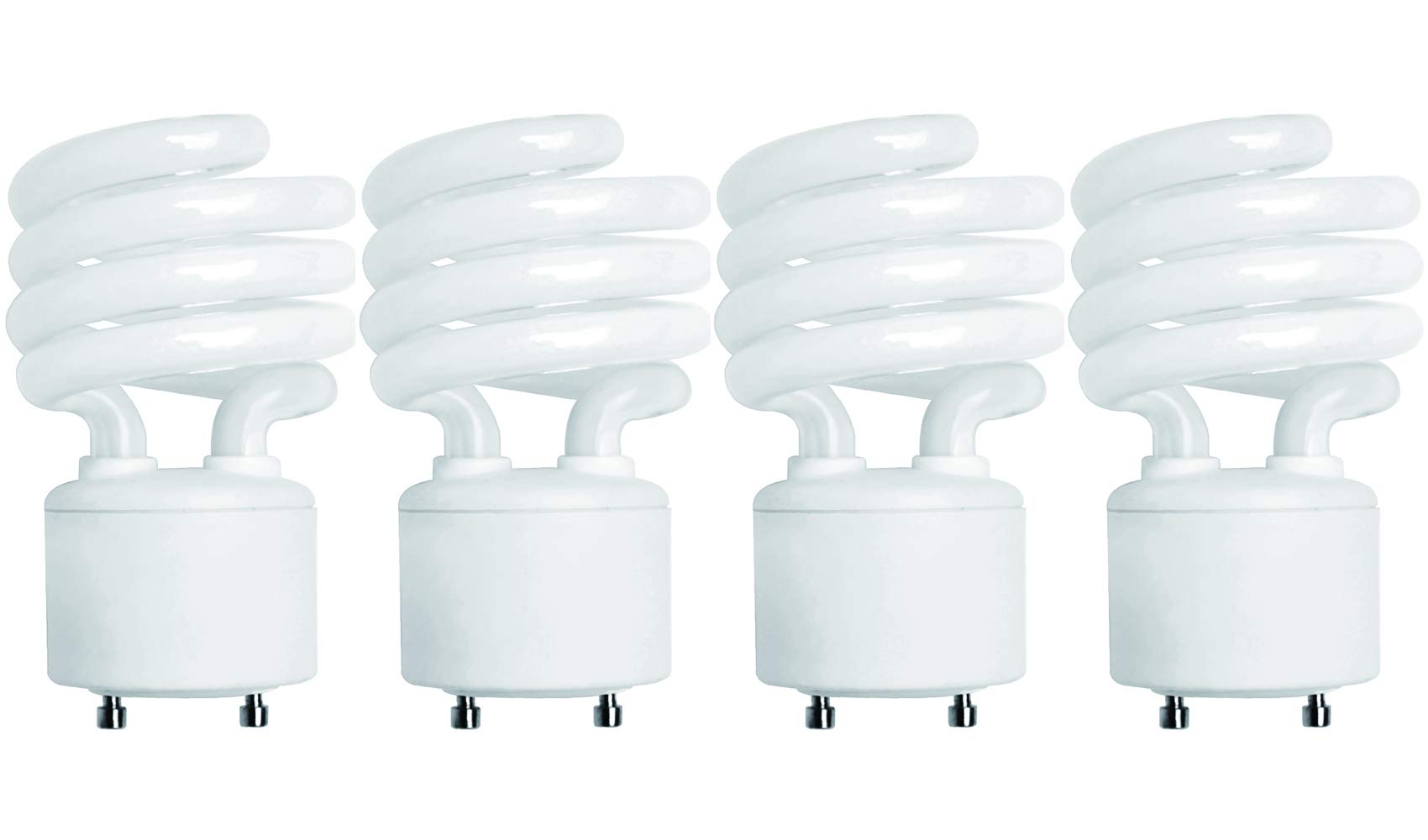 KOR (4 Pack) 13 Watt Mini Spiral - GU24 Base - (60W Equivalent) - T2 Mini-Twist - CFL Light Bulb (Cool White (4100K), CFL)