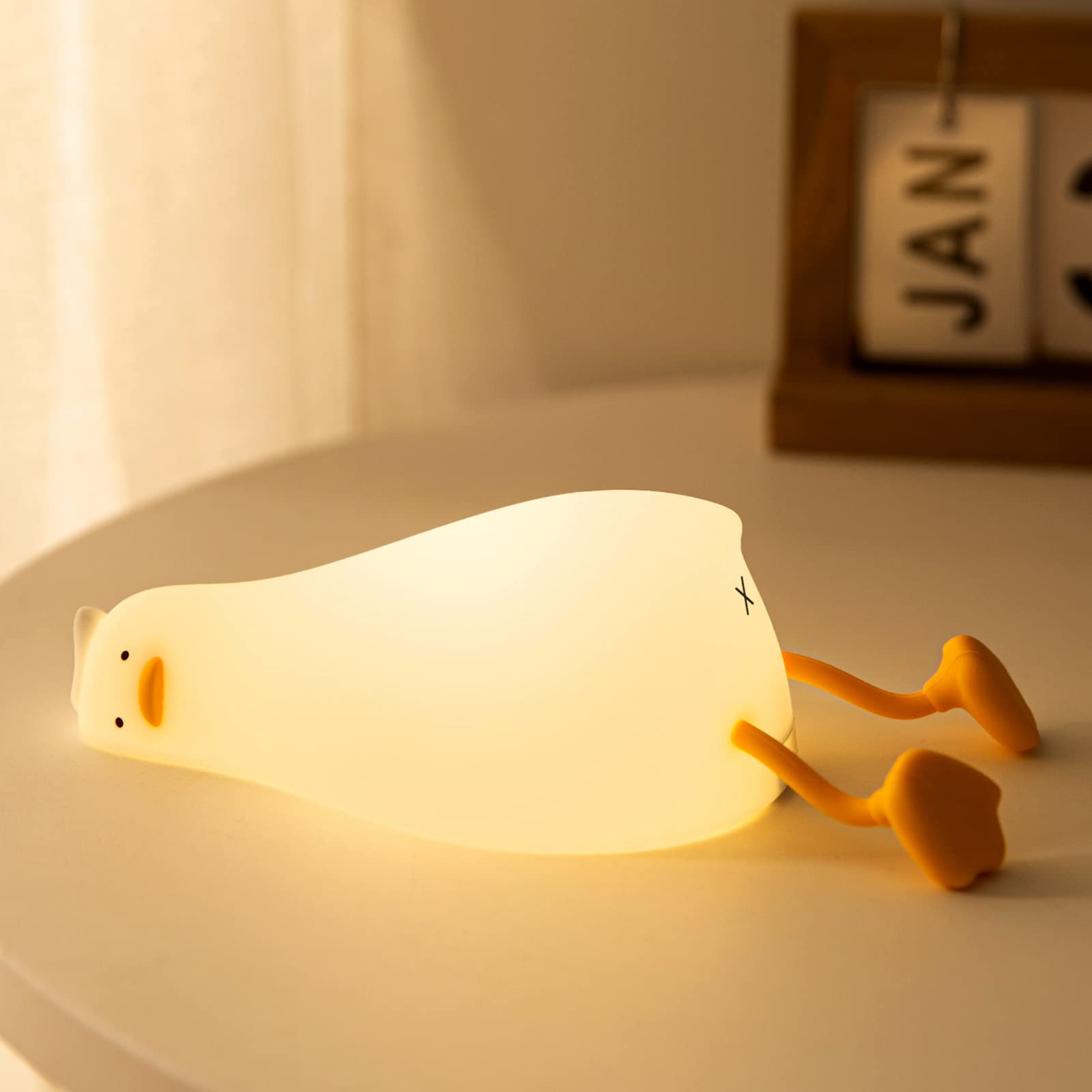Luditek Cute Silicone Duck Night Light, Dimmable Touch Control Rechargeable Beside Nursery Lamp, Squishy Kawaii Stuff Desk Room 