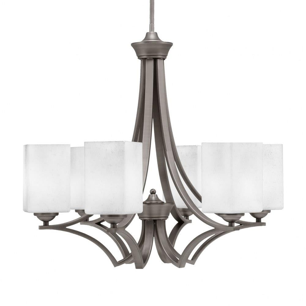 Toltec Lighting 566-GP-531 Zilo - 6 Light Uplight Chandelier-23 Inches Tall and 25 Inches Wide, Finish Color: Graphite, Glass Color: White Muslin