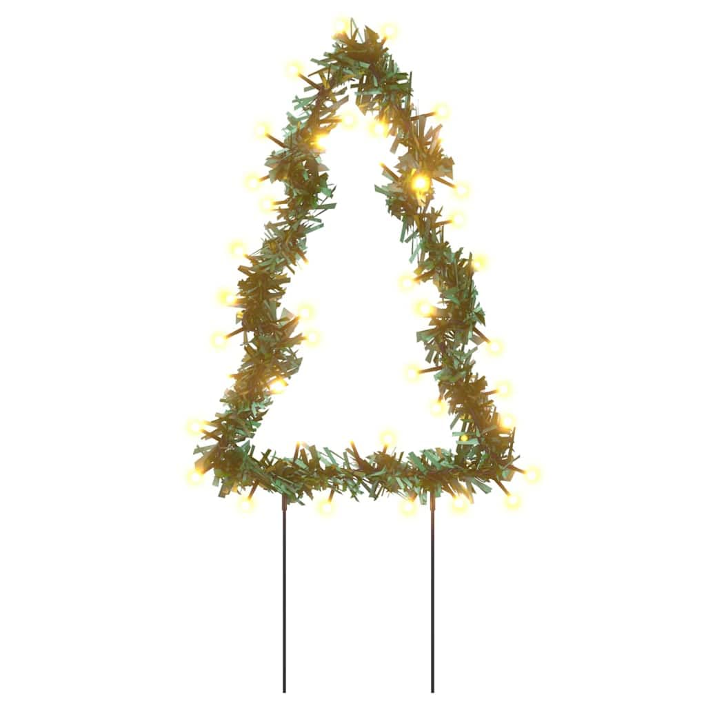 vidaXL Christmas Light Decorations - 3 pcs, 50 LEDs, Warm White, 11.8in Tree, Green, Model 357729, Indoor & Outdoor Use, 8 Lighting Modes