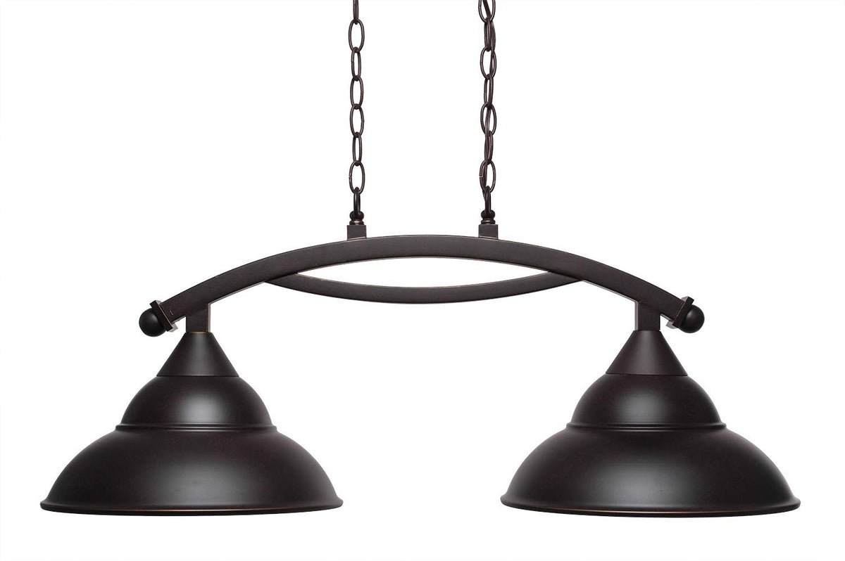 Toltec Lighting 872-DG-428-DG Bow 2 Light Island Light with 13&quot; Dark Granite Double Bubble Shade, Dark Granite Finish