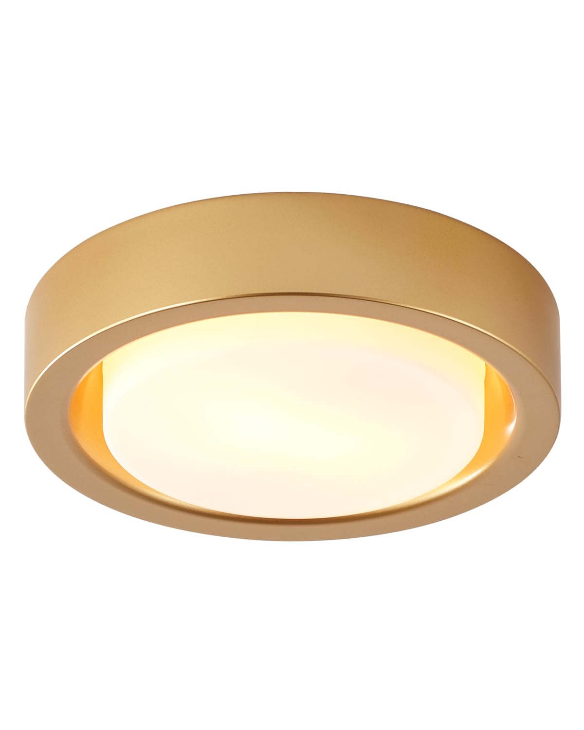 Miaomeio 13 Inch Flush Mount Ceiling Light Gold Finish Plate With Frosted Glass Shade Round Ceiling Lighting Fixture For Hallway Bedroom Closet Livingroom Kitchen Stairwell (Gold)