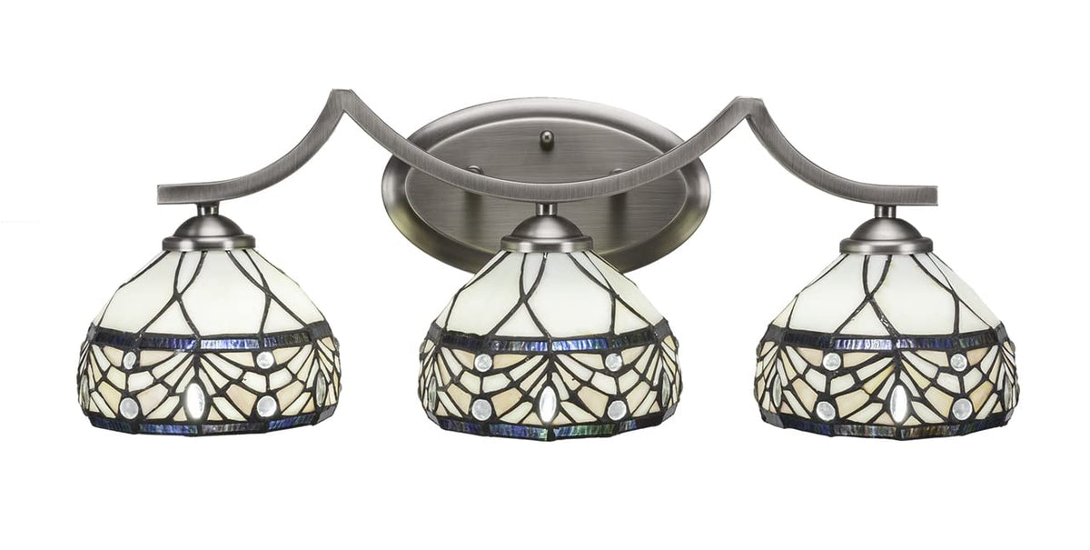 Toltec Lighting 553-Gp-9485 Zilo 3 Light Bath Bar With 7&quot; Royal Tiffany Glass