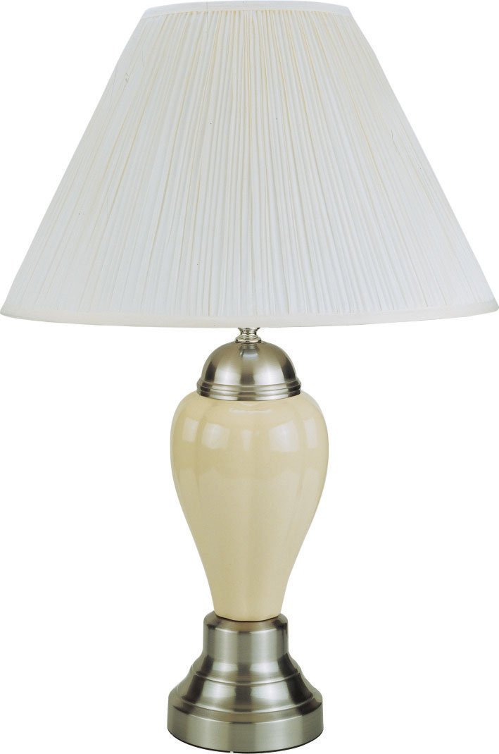 Ore International 6117Sn-Iv Ceramic Table Lamp, 16" X 16" X 27", Silver/Ivory