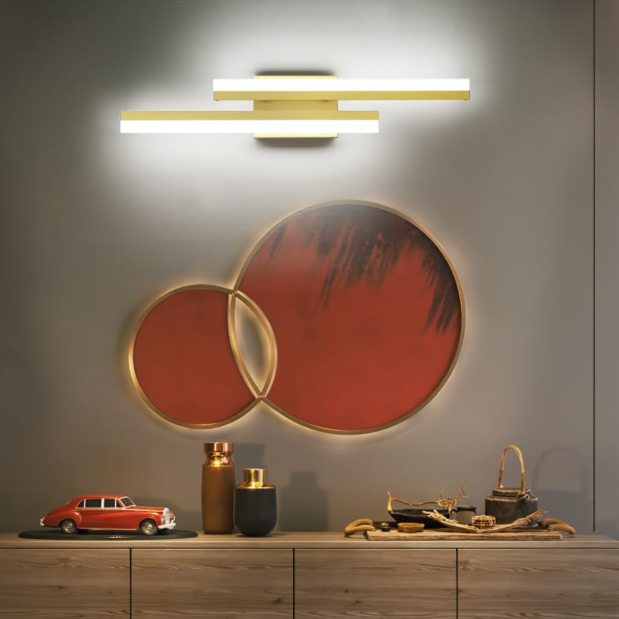 Presde 24Inch Modern Led Bathroom Vanity Light Fixtures Over Mirror Gold Vanity Lighting(Cold White 6000K)