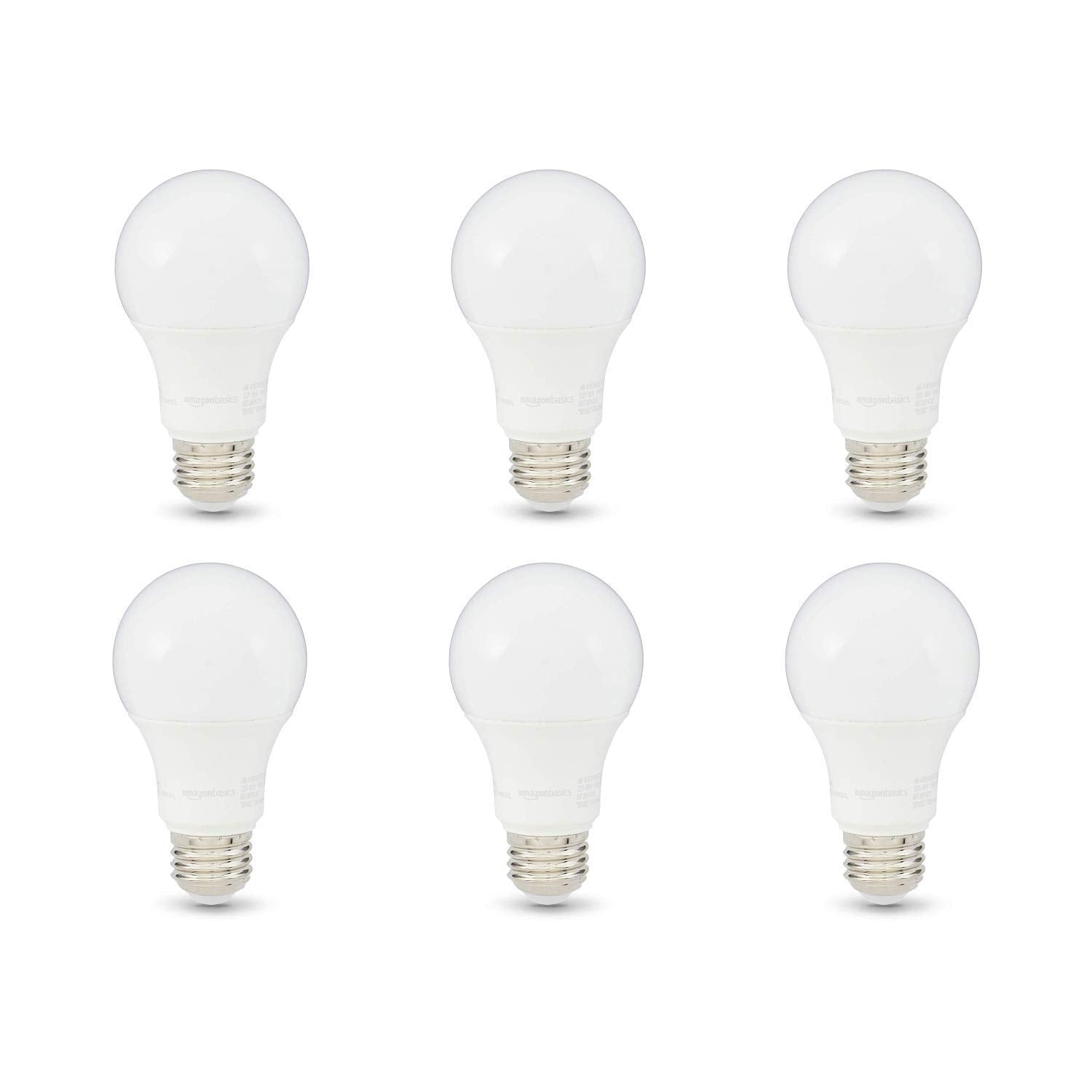 Amazon Basics A19 Led Light Bulbs, 75 Watt Equivalent, Energy Efficient 12W, E26 Standard Base, Soft White 2700K, Dimmable, 10,0