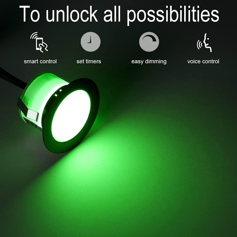 Fvtled Led Deck Lights Kit, 6Pcs F1.22 Wifi Smart Phone Control Low Voltage Recessed Rgbw Deck Lighting Waterproof Outdoor Yard