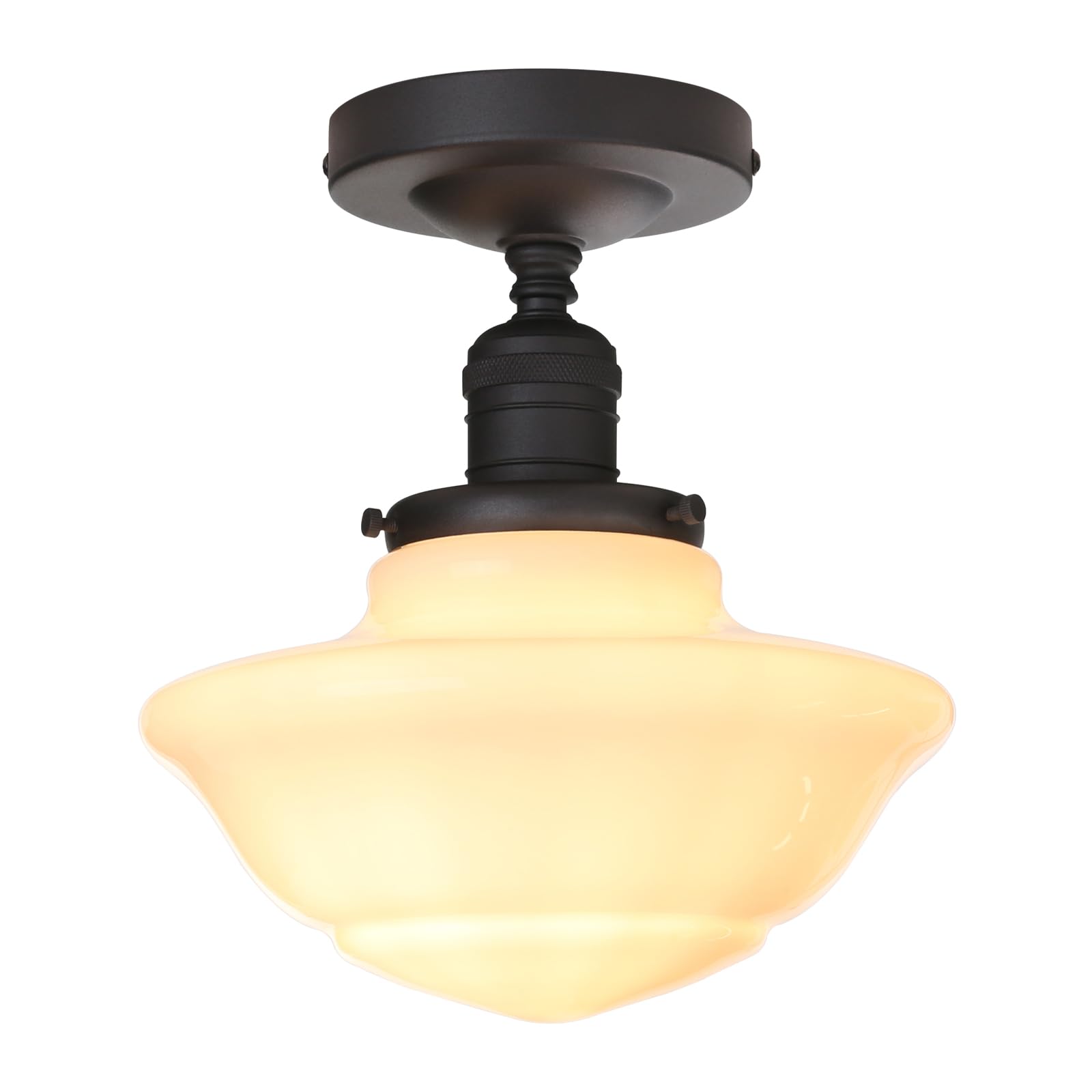 Pathson Vintage Flush Mounted Ceiling Lighting with Milk White Glass Shade, Mid-Century Style Ceiling Light Fixture for Hallway 