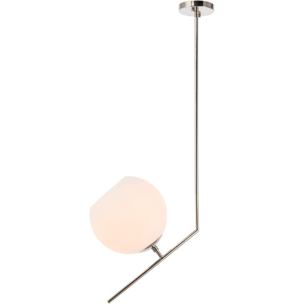 Living District Modern Chrome Pendant Light With Frosted White Glass, 1 Light, 16.2&quot;L