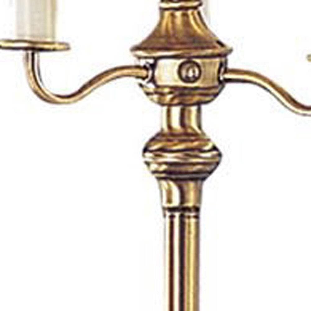 HomeRoots Four Light Traditional Floor Lamp, 60 in., Metal, Beige Square Shade, Bronze Finish