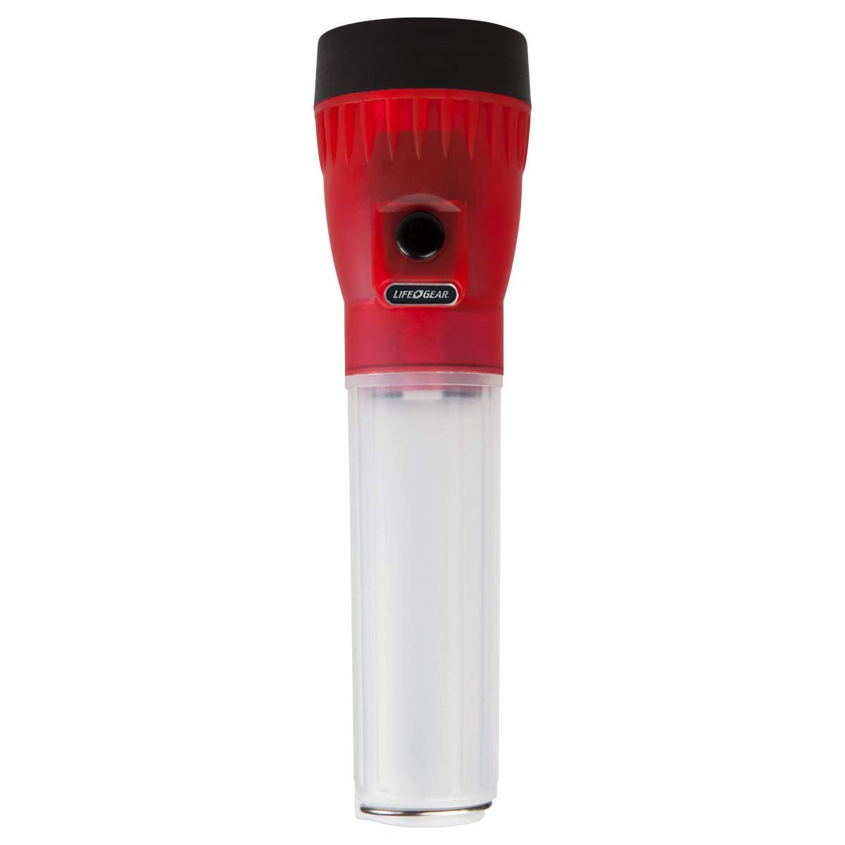 Life Gear LED Flashlight with Glow Handle, Emergency Flasher, Storage Compartment, One Size, White/Red, Model LG141
