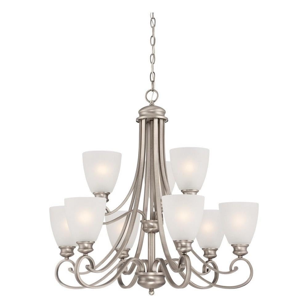 Philips Lighting TK0018741 Haven Nine Light Chandelier, 28.5L x 28.5W x 28.5H, Satin Pewter