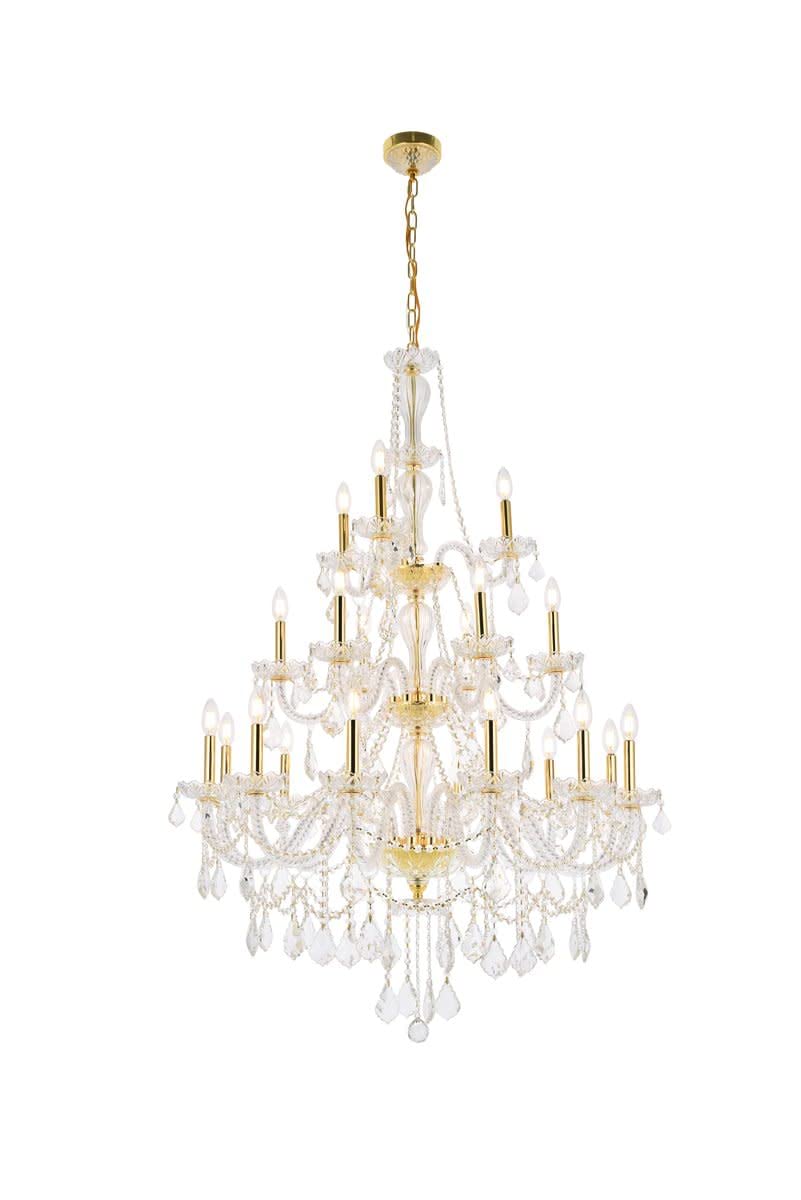 Elegant Lighting Giselle 21-Light Royal Cut Crystal Chandelier - Gold Finish, Clear