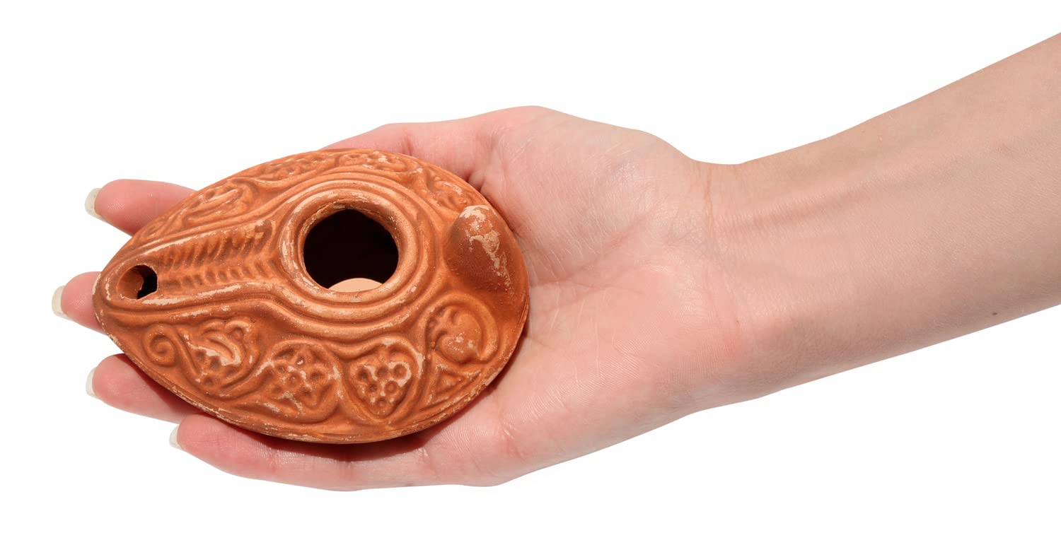 Herodian - Biblical Replica Ancient Clay Oil Lamp And Flask Of Olive Oil From Bethlehem In Gift Bag & Certificate Of Authenticity Hanukkah-Judaica/Christian Gift/Messianic