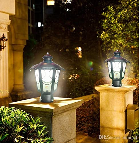 Lyse Decor Modern Design Stairs Shape Waterproof Gate Light, Pillar Lamp, Garden (Pair of 2 Pieces) (Black and Clear Glass)