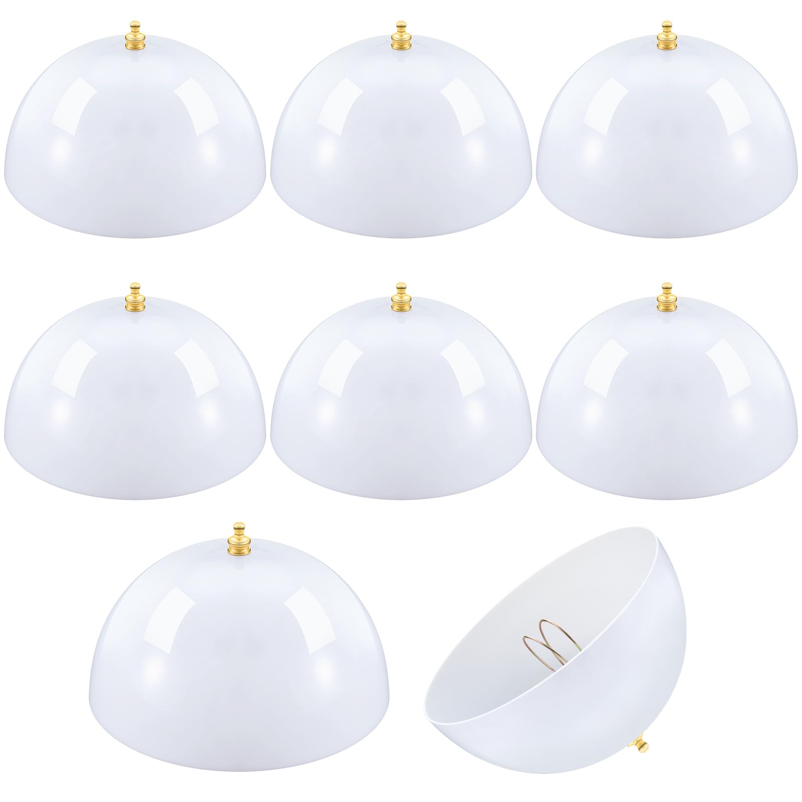Marsui 8 Pcs Clip on Dome Lamp Shade for A-type Bulb, 7 5/8 Diameter x 4 1/10 Height Ceiling Shade, Soft Glow Easy Clean Light C