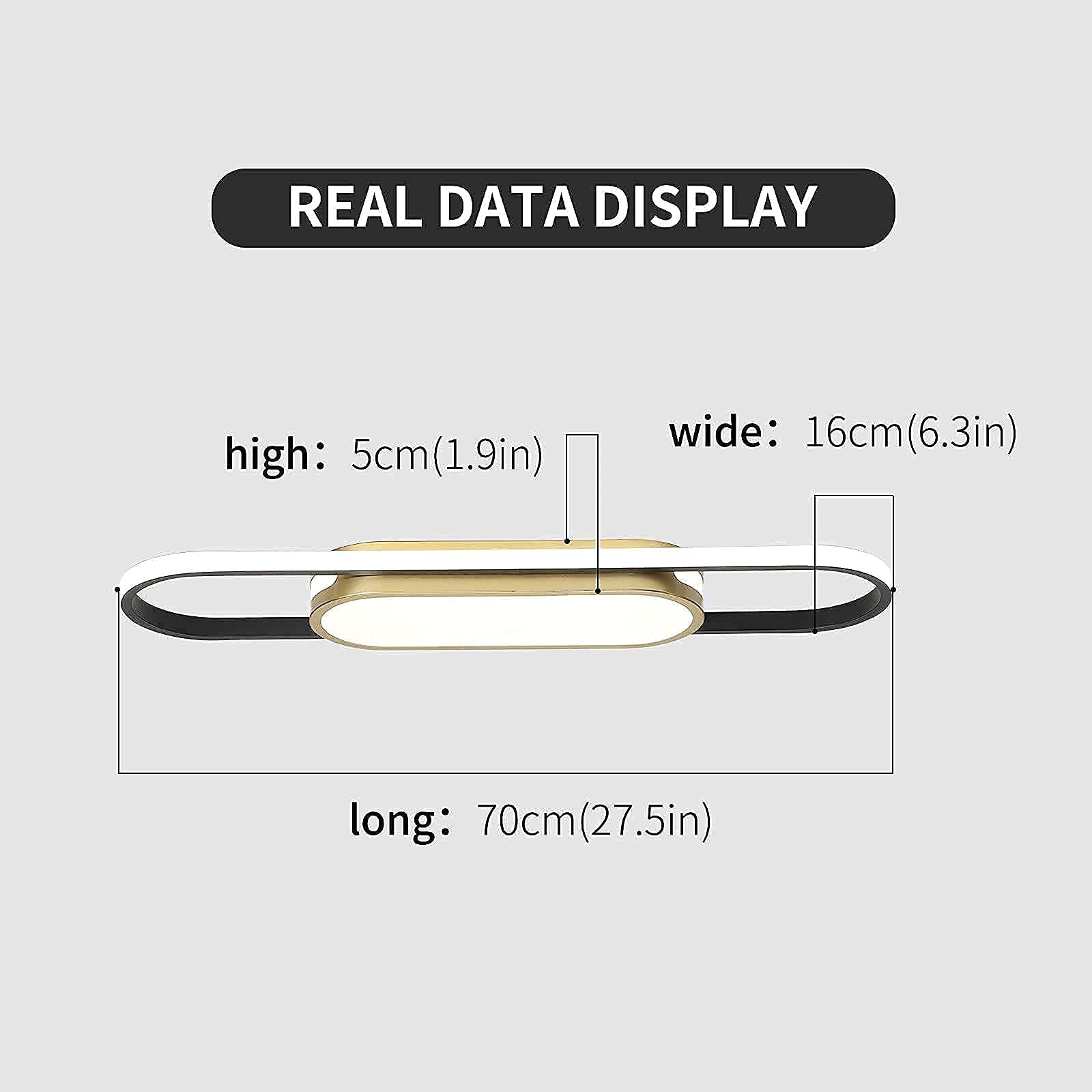 Tioolo Modern LED Flush Mount Ceiling Light, Dimmable 40W, Acrylic, White+Gold, Remote Control, 2.3ft, for Living Room/Kitchen/Bedroom