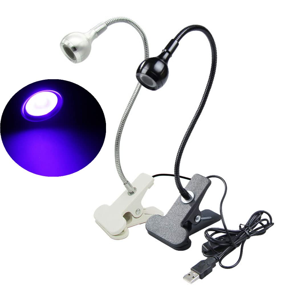 Meitawilltion 3W UV LED Desk Light,Flexible Gooseneck and Clamp Mini Desk Light with Switch,Portable Glue Curing Lamp Light for