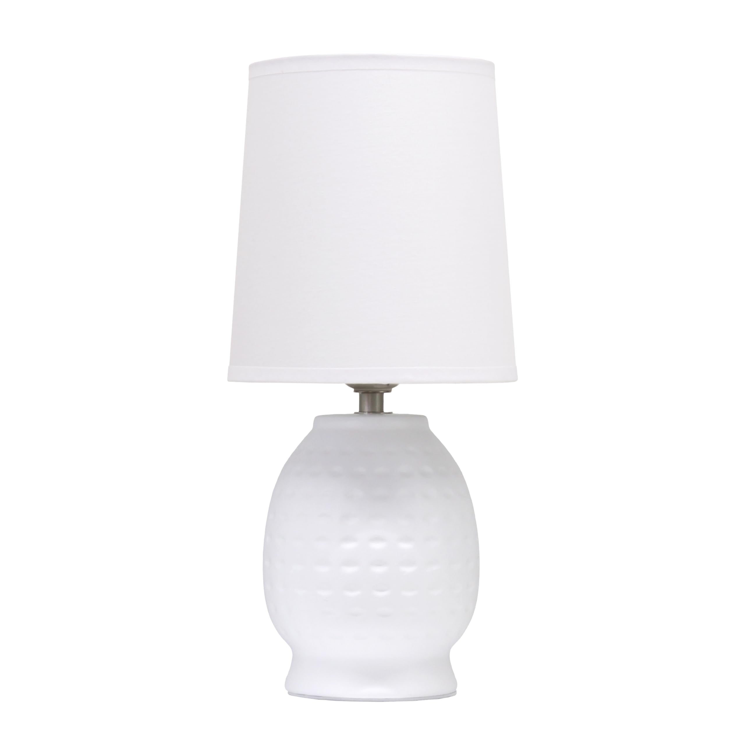 Simple Designs LT1161-OFF 12.5 Chic Glow Petite Dimpled Ceramic Table Lamp  for Bedroom  Office  Living Room  Stylish Spaces  Off White