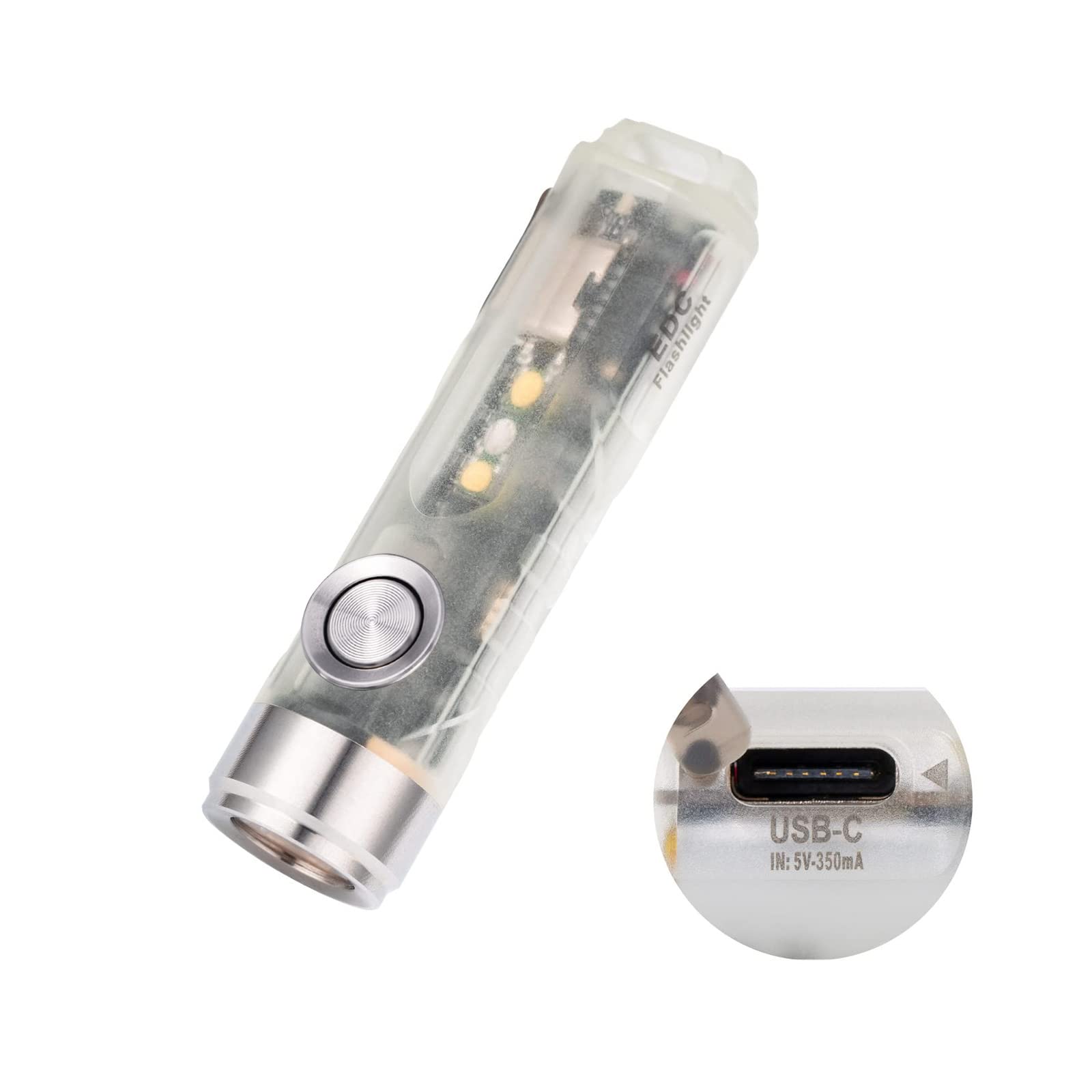 RovyVon Aurora A5-G4 USB C Rechargeable Keychain Flashlight, 650 Lumens, Mini Size, GITD Polycarbonate, Green, with Warm White Sidelight