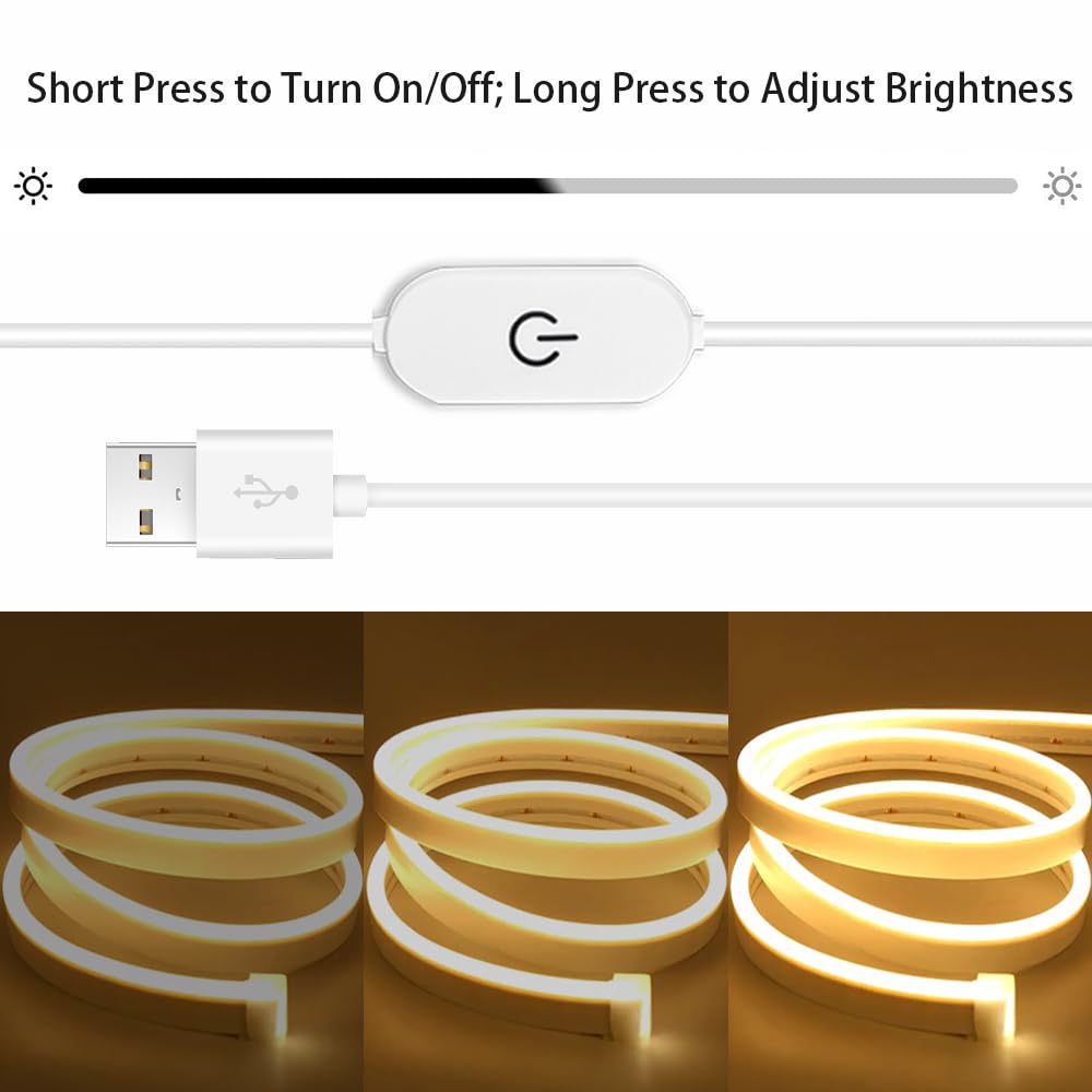 Zslaifu Usb Led Light Strip  16.4Ft 5V Warm Led Strip Lights  Dimmable Mirror Led Lights Strip  Usb Light For Bedroom  Cabinet  Kitchen  Diy Lighting (Power Adapter Not Included)