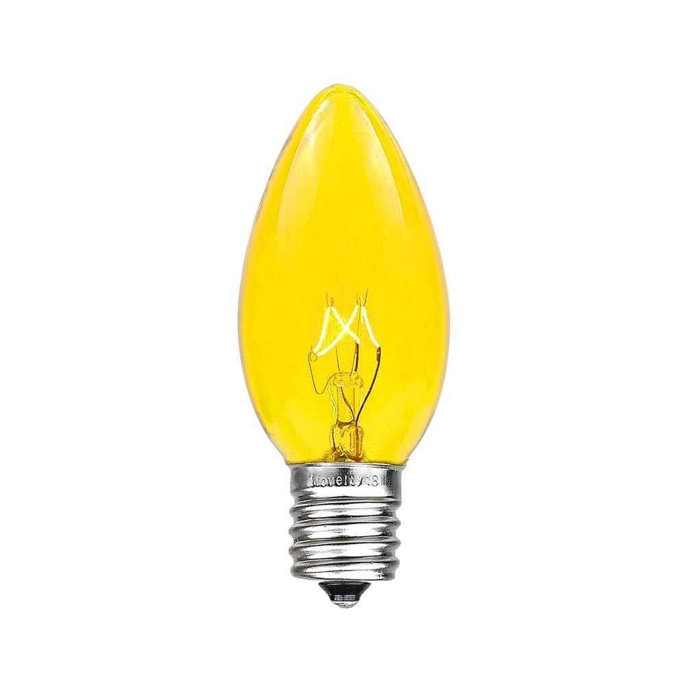 Novelty Lights C9 Incandescent Christmas Replacement Bulbs - 7W, Yellow, 25 Count, Indoor/Outdoor, E17 Base