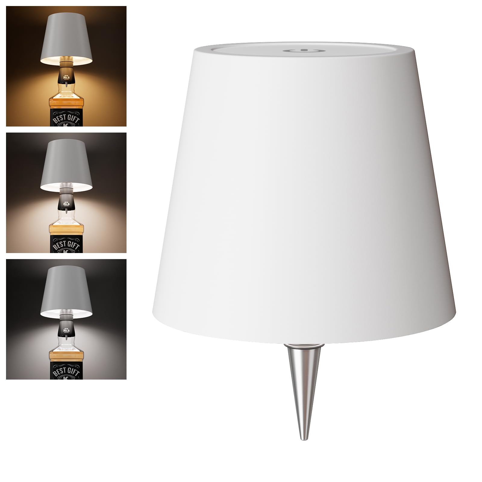 nulmvic Wireless Bottle Lamp, Wine Bottle Lights with 3 Color Temperature, Rechargeable Stepless Dimming LED Bottle Lights for L