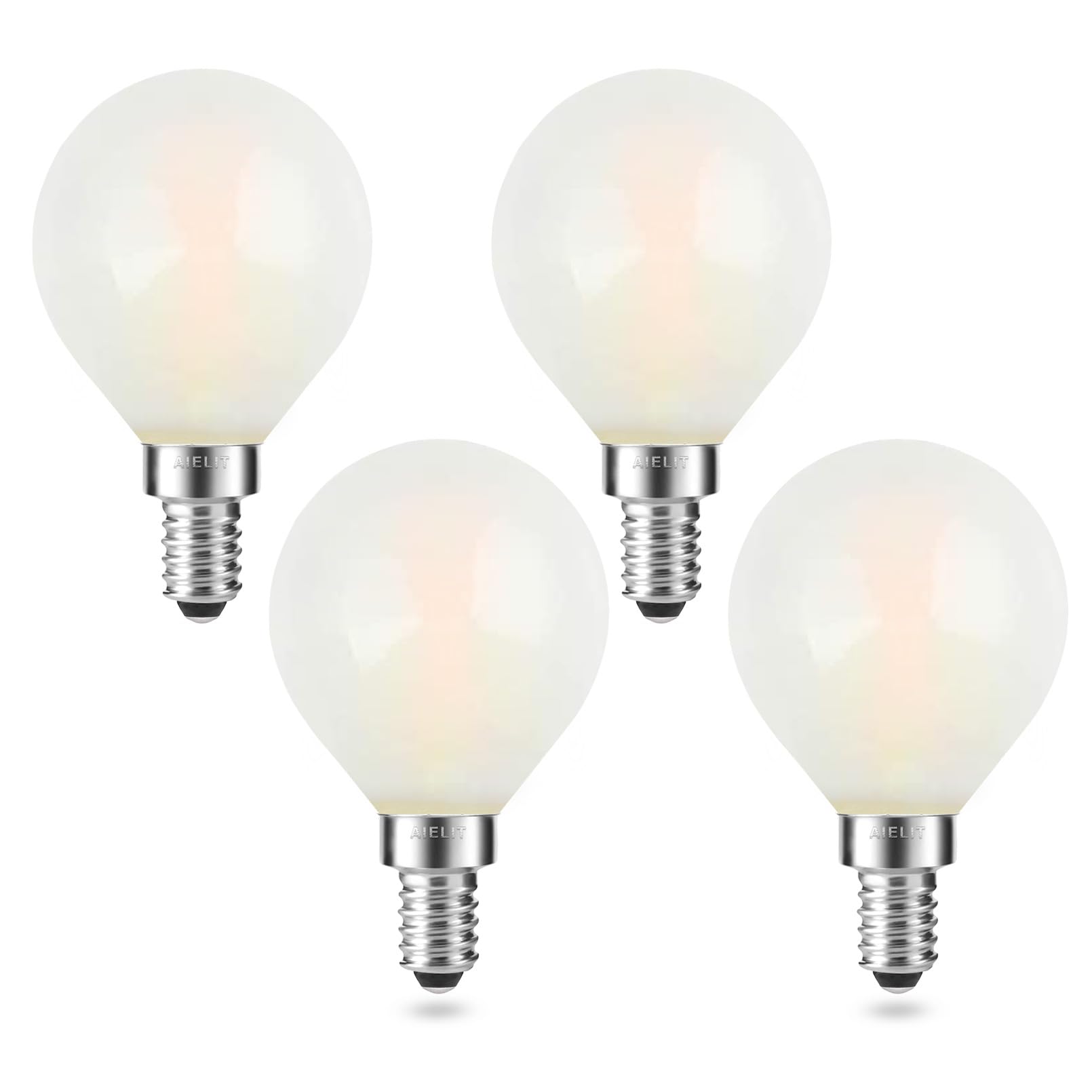 AIELIT Dimmable 2 Watt Frosted LED Light Bulb(25W Equivalent), E12 Globe LED Bulb, Small Chandelier Base, Antique G15 Filament E
