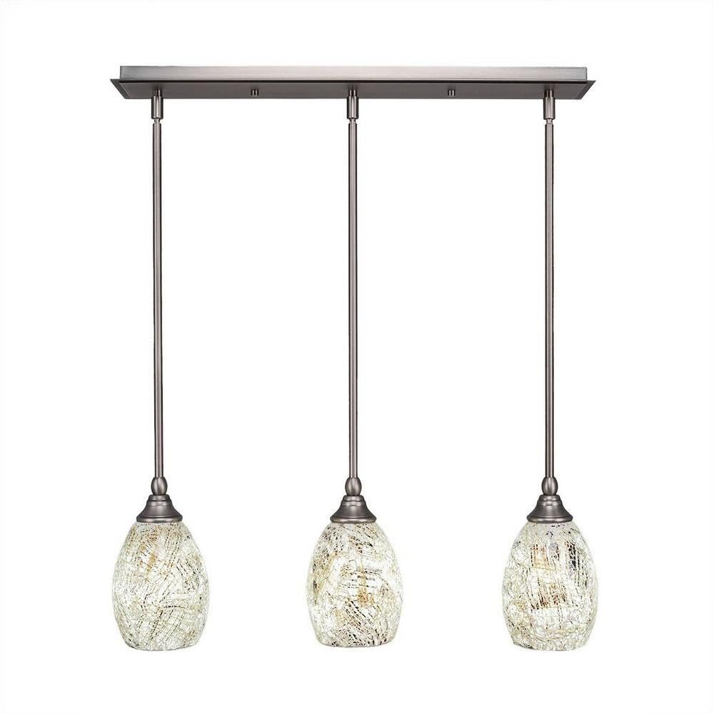 Toltec Lighting 25-Bn-5054 3 Light Multi-Light Mini Hang Straight Swivel Pendant With Natural Fusion Glass, 5&quot;, Brushed Nickel