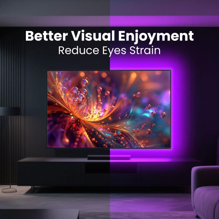 VOLIVO LED Strip Lights 16.4ft RGB USB Powered Backlight for 75-85 Inch TV, Multicolor, Model VTV5WILSL