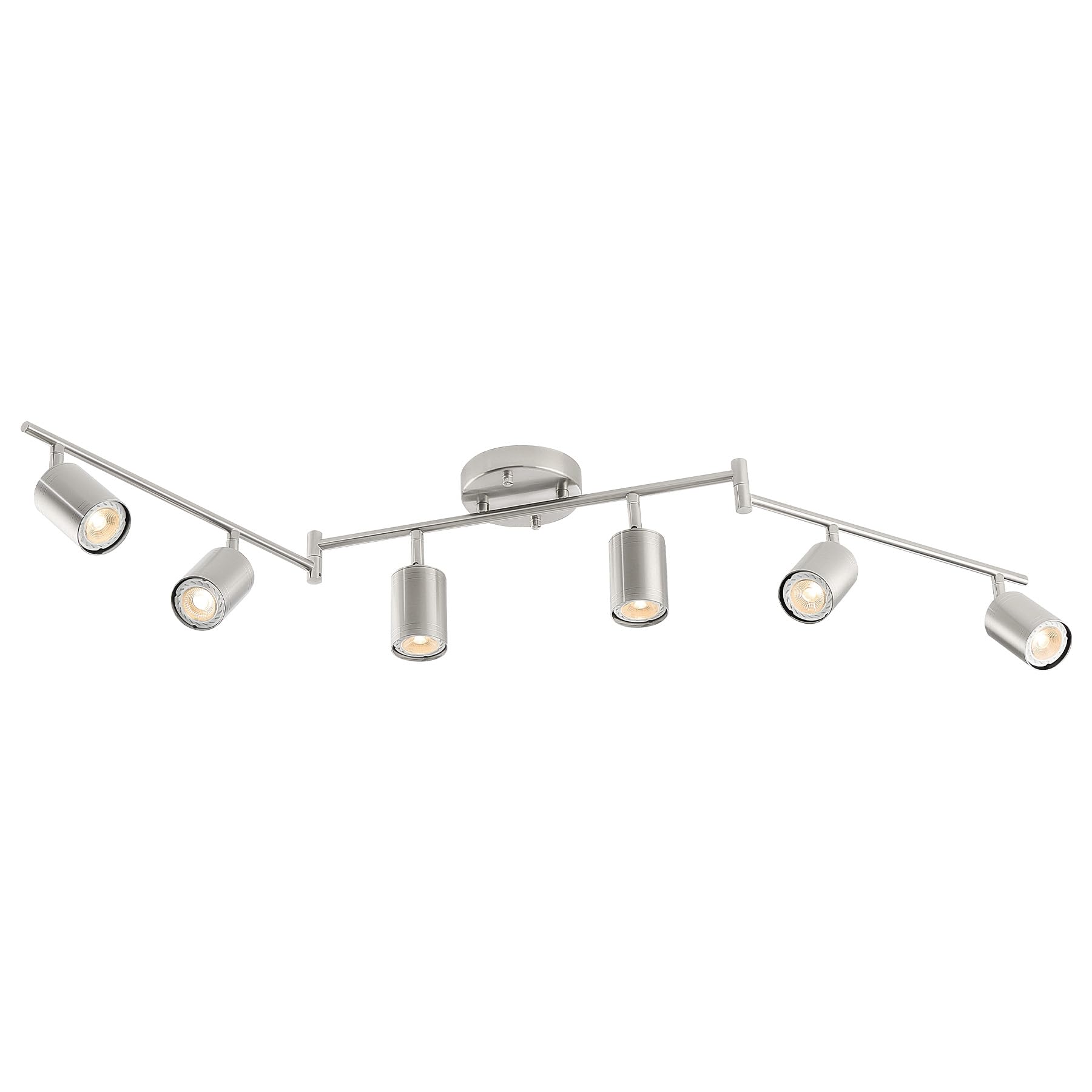 Vonluce 6 Light Track Light Fixture  Led Track Lighting Kit With Rotatable Track Heads  3-Color Gu10 Bulbs Included  Modern Ceiling Spotlight For Kitchen Office Closet Studio Bedroom  Nickel