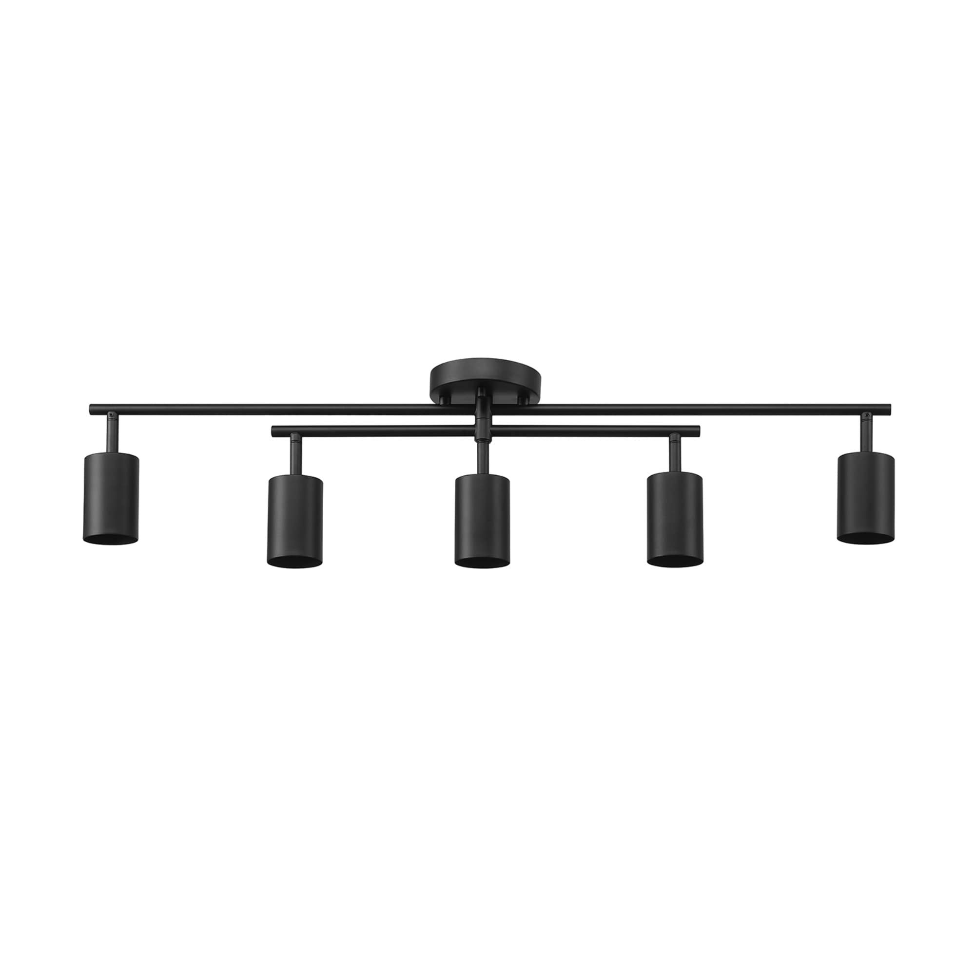 Globe Electric 64000052 5-Light Track Lighting, Center Swivel Bar, Matte Black, Ceiling Light, Track Light Heads, Pivot Shades, 