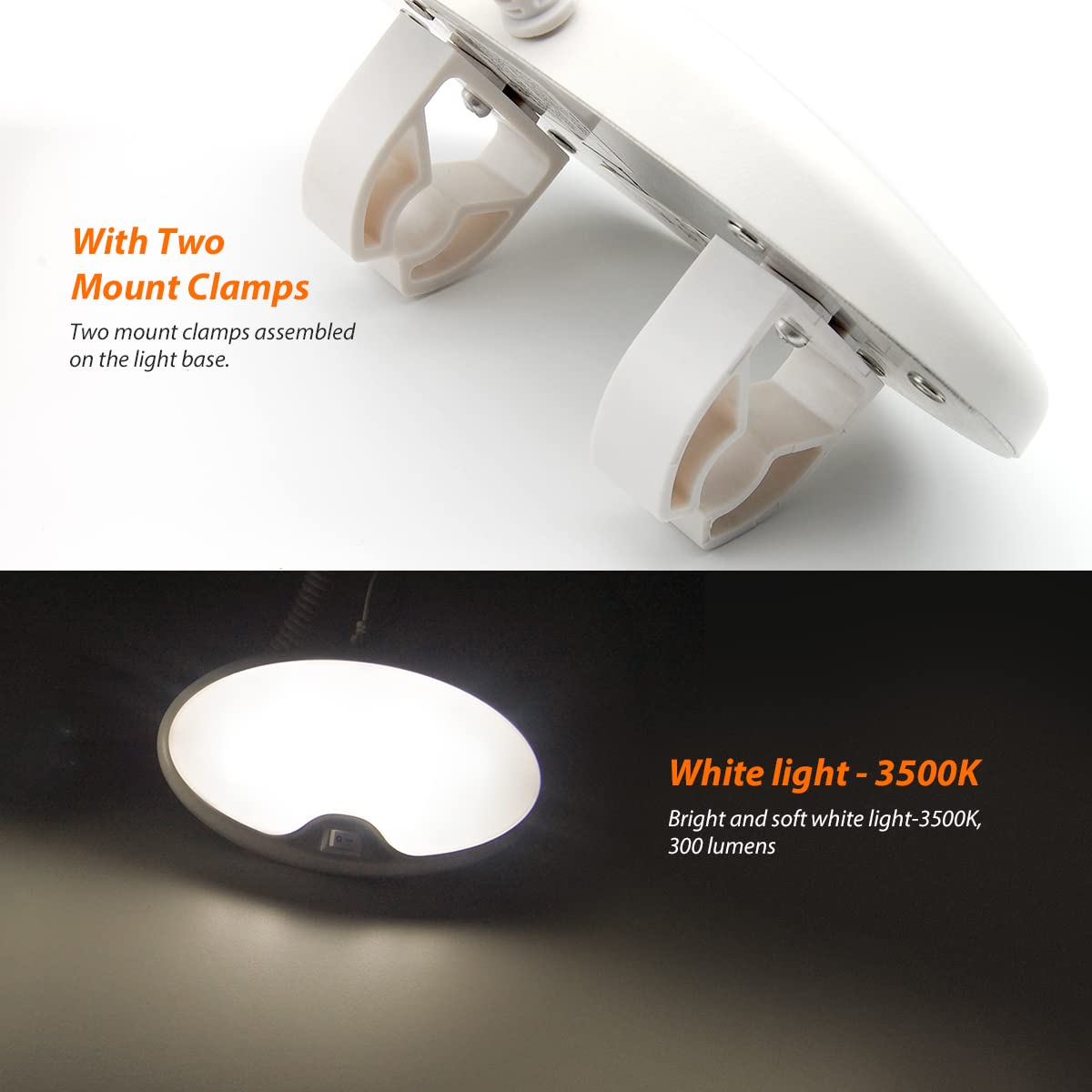 Dream Lighting 12V Pop Up Camper Bunk Light - Portable Rv Ceiling Fixture, 3500K Soft White