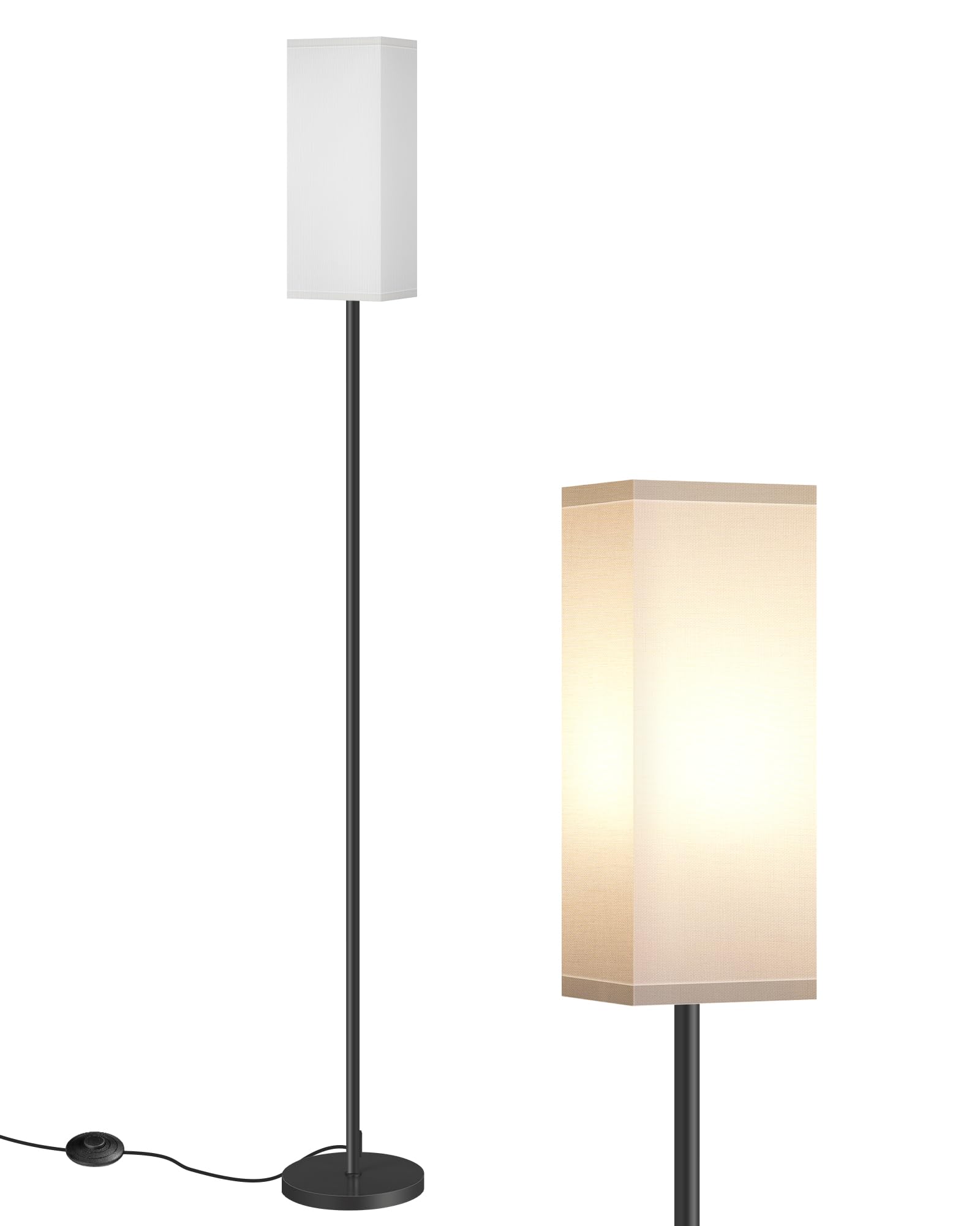 Goebleson Modern Floor Lamp With Foot Switch, Minimalist Design For Living Room & Bedroom, Black/White