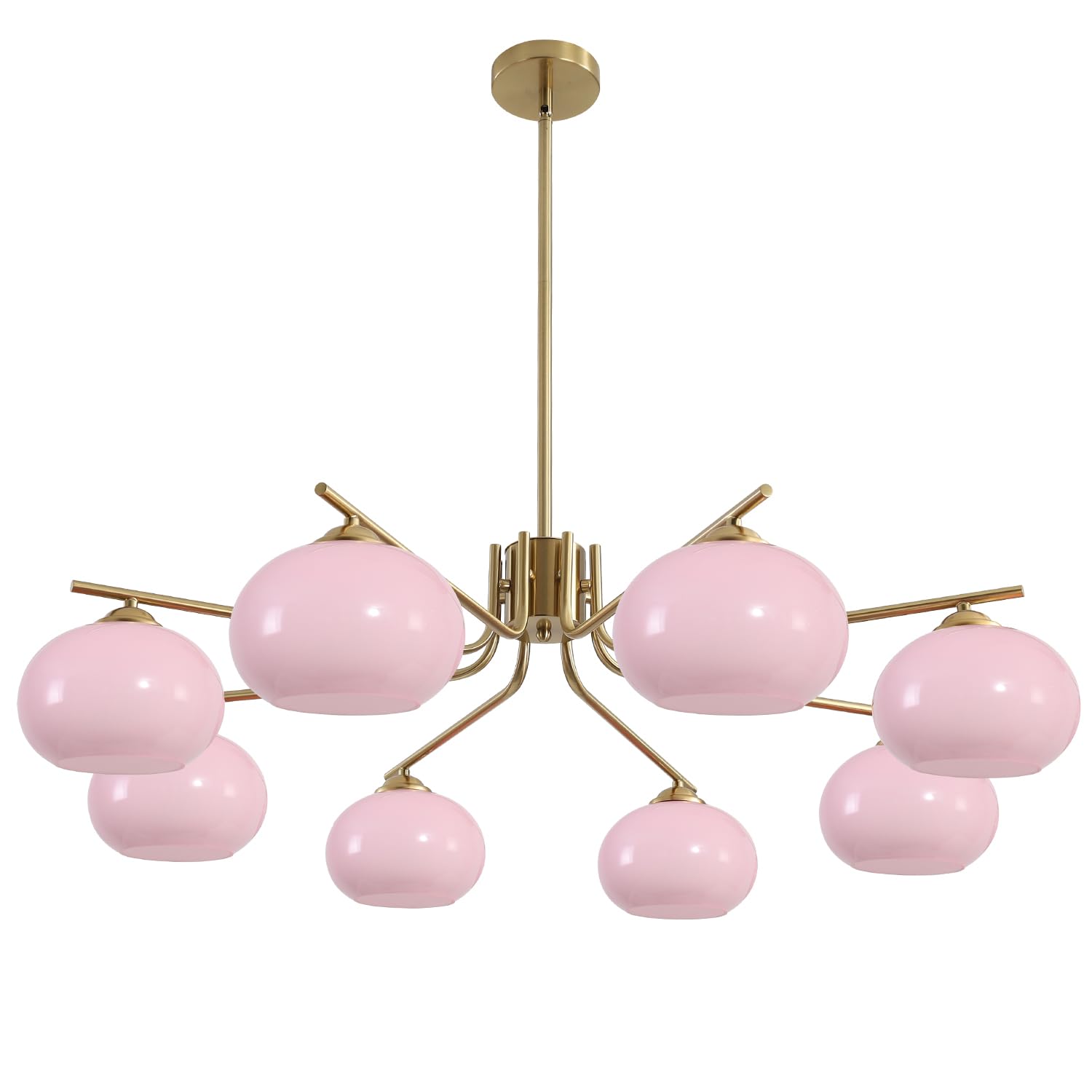 Kco 8 Light Pink Bubble Chandelier - Modern Pendant Light For Kitchen & Dining Room