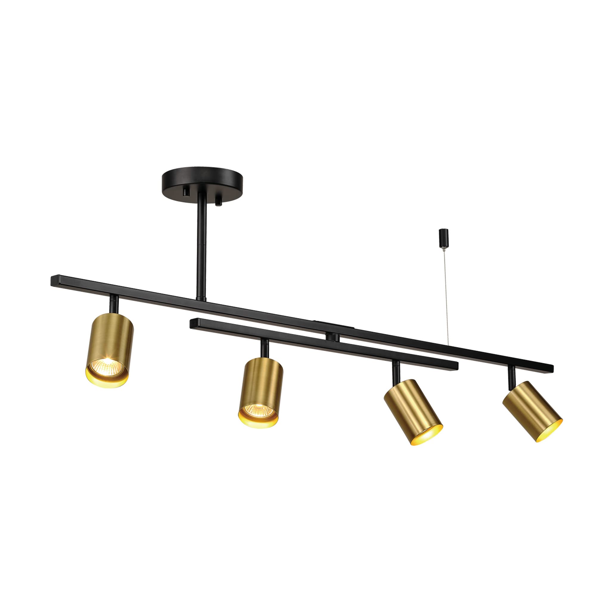 Globe Electric 57501 4-Light Track Lighting Fixture, Matte Black & Brass, Swivel Design, Ceiling Light for Kitchen