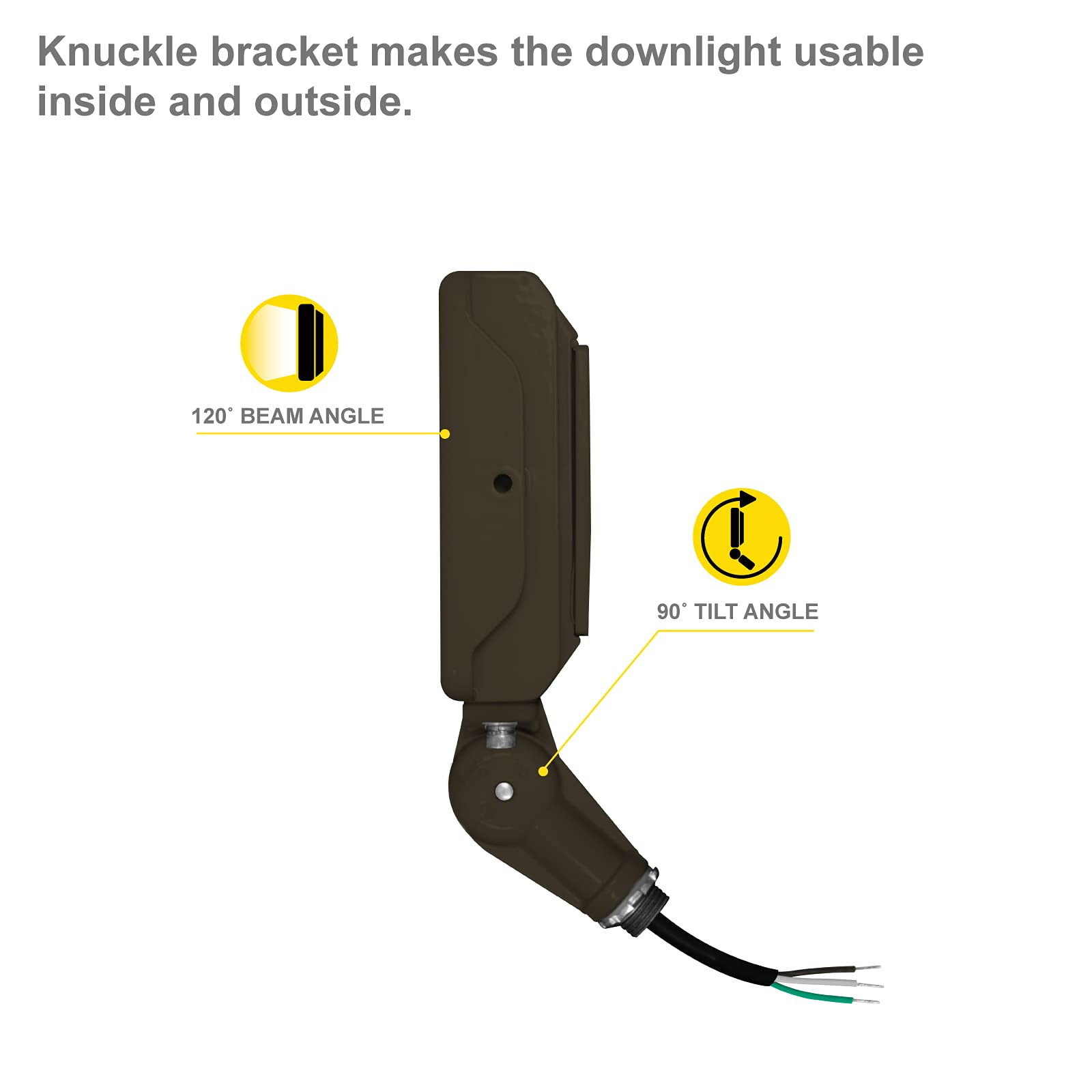 Nuwatt 50W Led Flood Light, 3Cct 3000K/4000K/5000K Selectable, Ip65 Waterproof Lighting, Adjustable Knuckle Mount, 7050Lm, 0-10V Dimmable, 120-277V, Outdoor Security Floodlight For Yard, Bronze, Ul