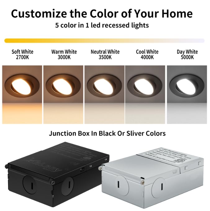 Knlnny Ware Oil Rubbed Bronze 4 Inch Led Recessed Lights 6 Pack, Eyeball Recessed Lights, Led Gimbal,Ceiling Light With Junction