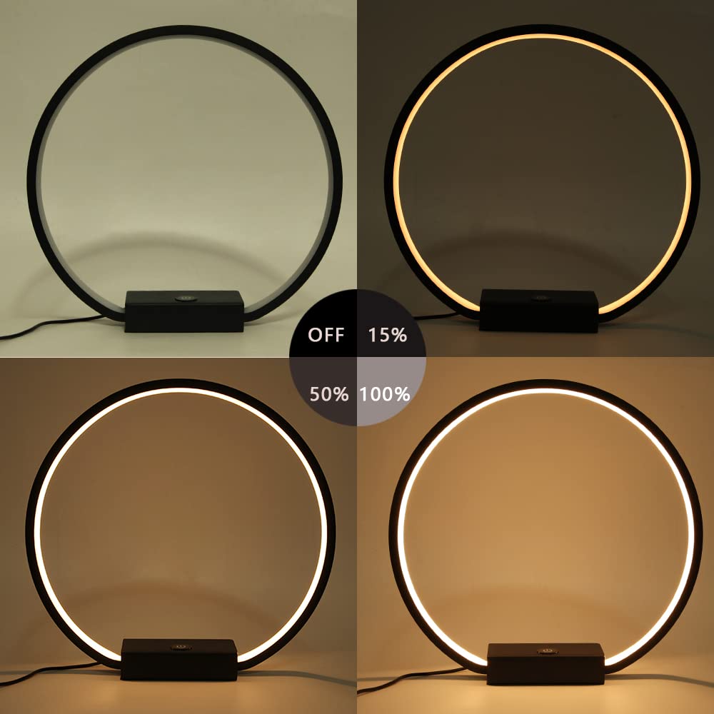 MASIVEL LED Circle Table Lamp Touch Control 3-Way Dimmable Bedside Nig ...