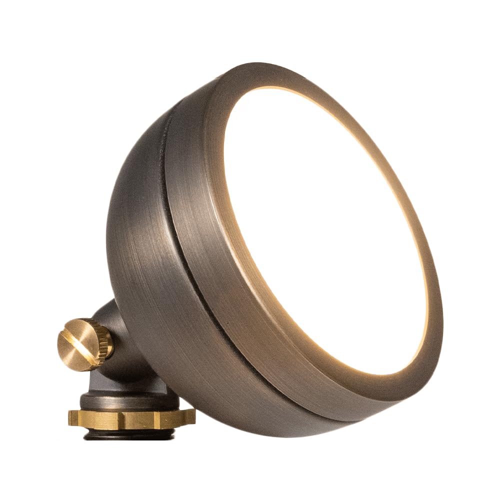 VOLT 12V Mini Round Brass Frosted Flood Light (Bronze) with 3W 2700K Warm White G4 LED Bulb for Low Voltage Landscape Lighting o