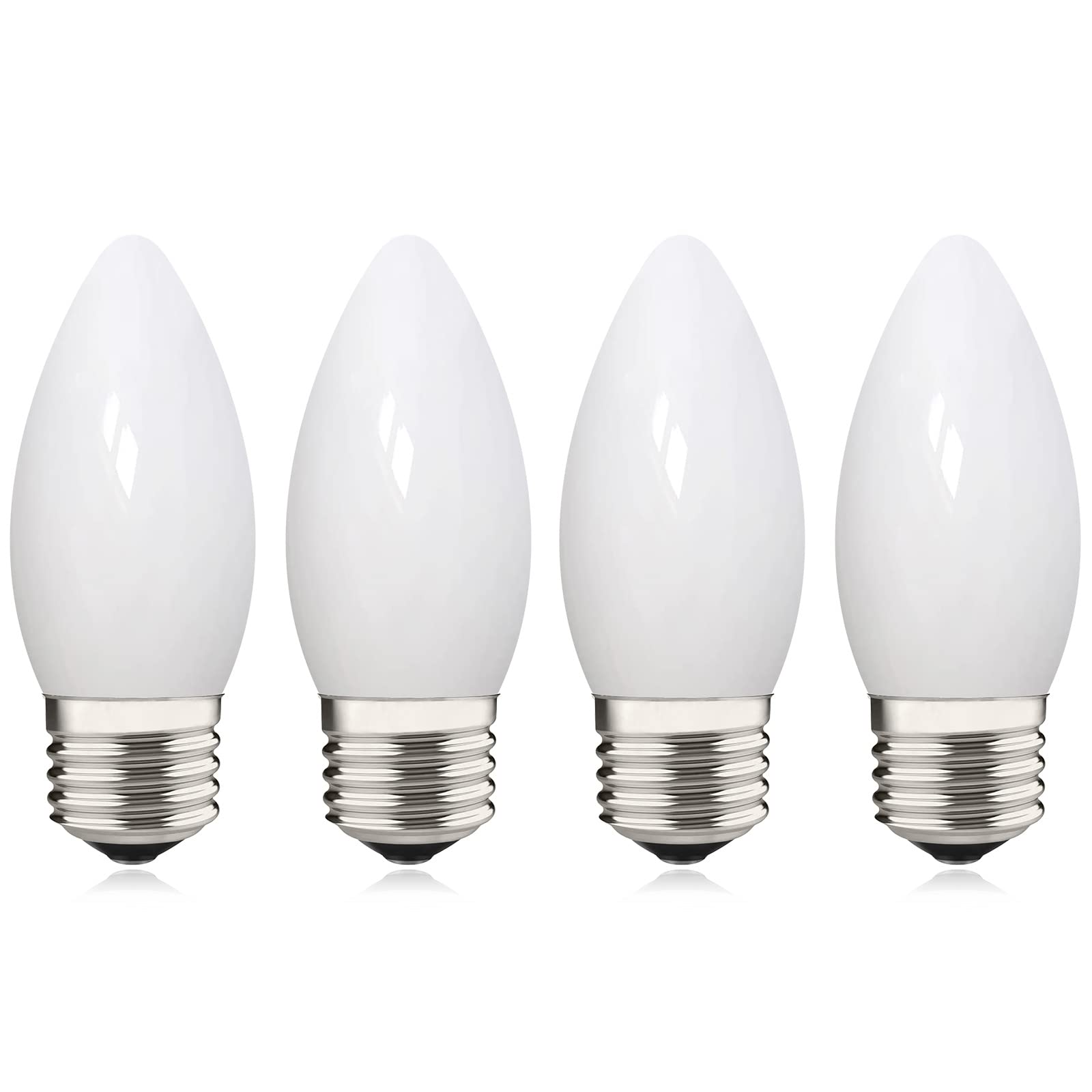 40W Equivalent B11 Led Light Bulb, Soft White 3000K, Milky Glass, 400Lm, Dimmable, 4 Watt E26 Standard Base Led Candelabra Bulbs