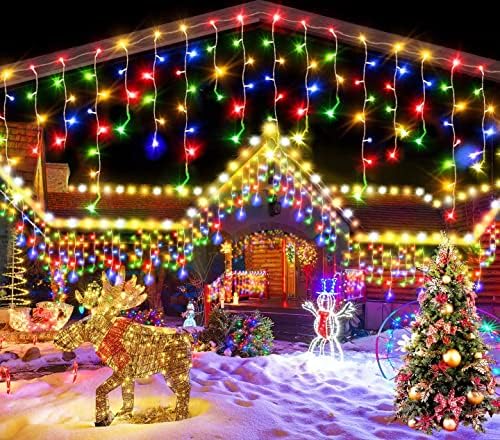 YEGUO 66ft 800 LED Christmas Lights Outdoor Waterproof, 160 Drops Christmas Icicle Lights Indoor, 8 Modes Icicle Xmas Lights wit