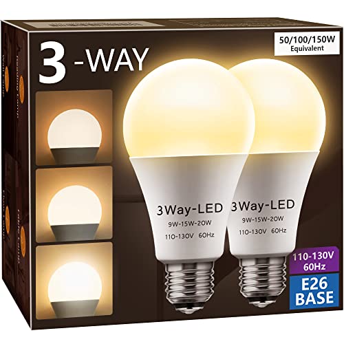 Briignite Led Light Bulbs, 3 Way Led Light Bulbs 50 100 150W Equivalent, 3 Way Light Bulbs, Three Way A21 Light Bulbs E26 Medium