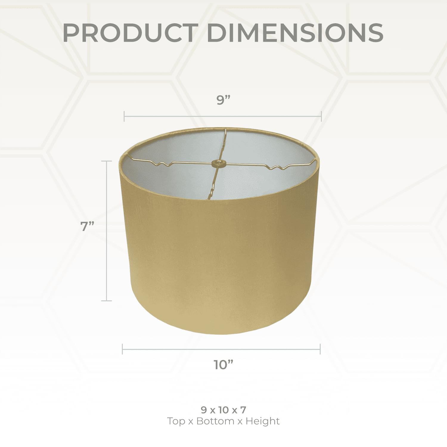 Royal Designs, Inc. Shallow Drum Lamp Shade, Fabric, 9 x 10 x 7, Antique Gold, Model HB-610-10AGL