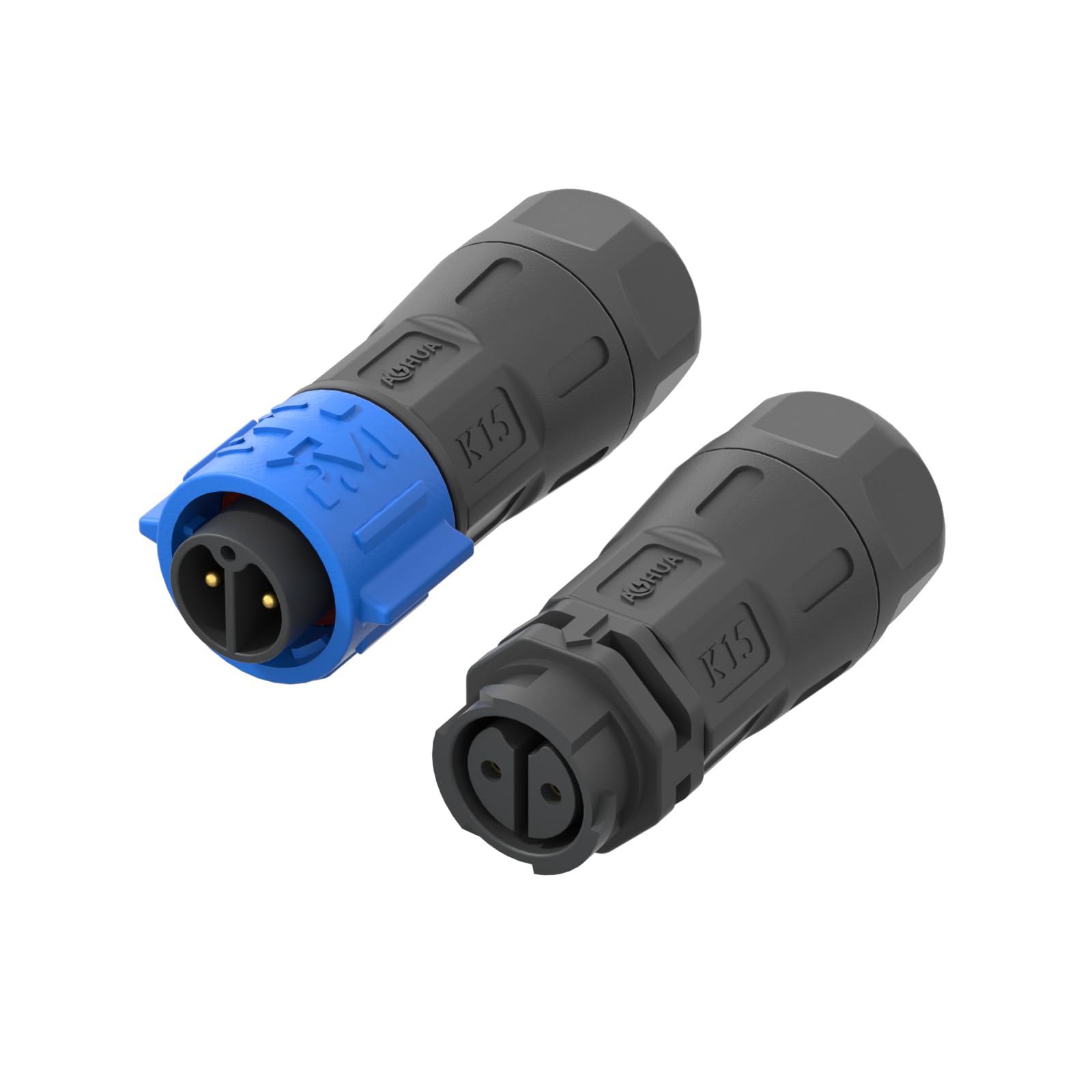 AOHUA 5-Pack K15 IP68 Waterproof 2-Pin Connector - Quick Docking 300V/10A Male/Female Electric Plug Socket for 5.5-10mm Cables, 